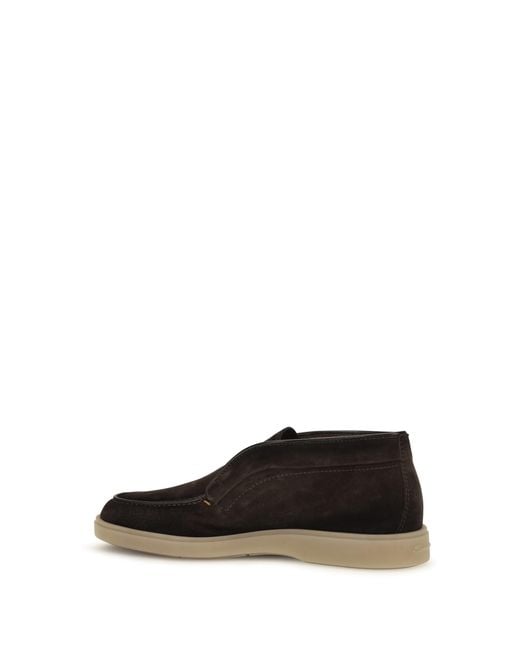 Santoni Black Digits Suede Loafers for men