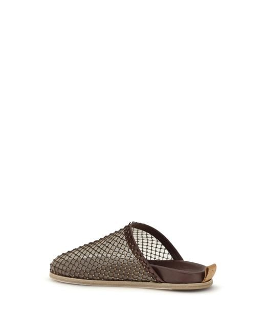 Forte_forte Brown Forte_Forte Mesh Mules With Rhinestones