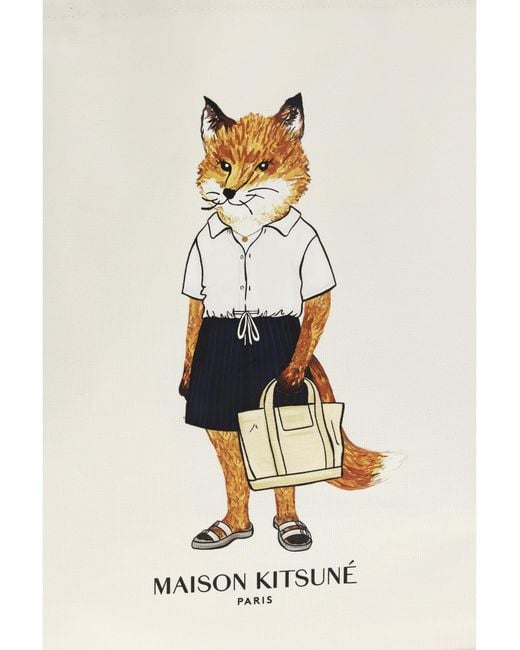 Maison Kitsuné White Tote Bag Dressed Fox for men