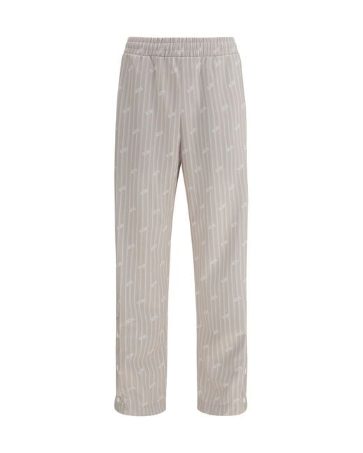Gcds Gray All-Over Logo Pinstripe Track Pants Sandshell/Bone for men