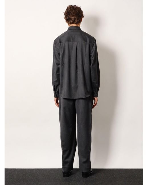 TONYWACK Blue Striped Wool Blend Shirt