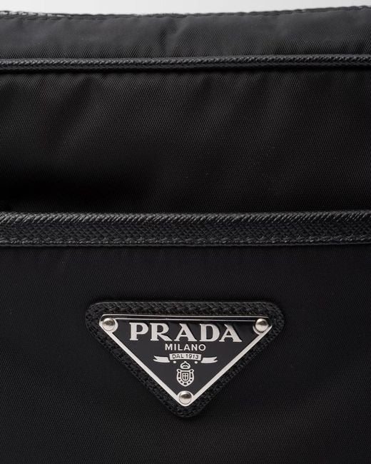 Prada Black Re-Nylon Saffiano Leather Shoulder Bag for men