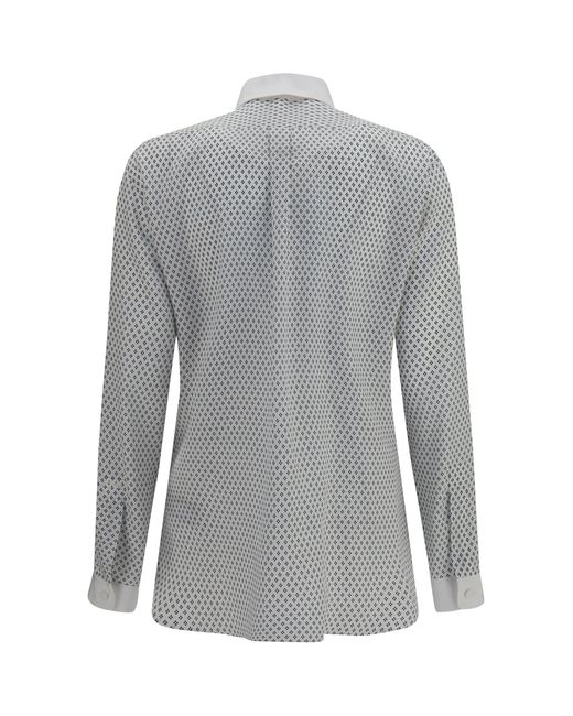 Tom Ford Gray Diamond Print Silk Crêpe De Chine Shirt