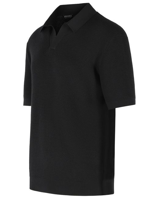 Zegna Black Cotton Polo Shirt for men