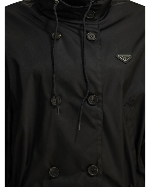 Prada Black Raincoat With Logo
