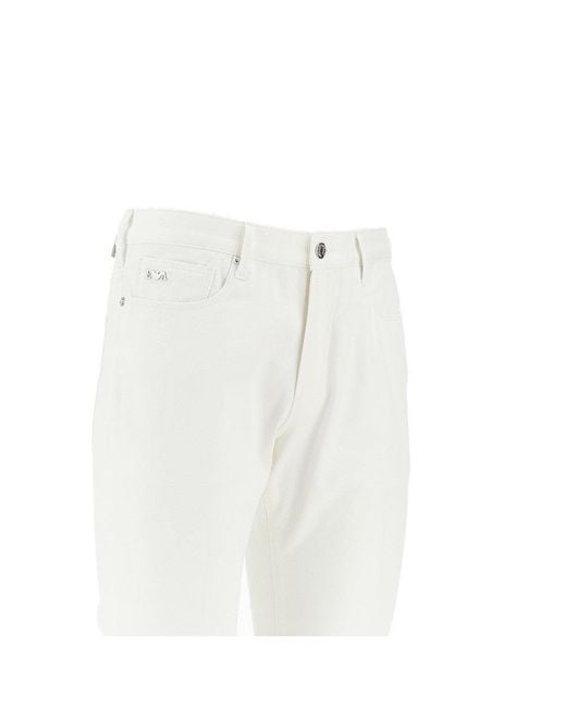 Emporio Armani White Stretch Gabardine J06 Pants for men