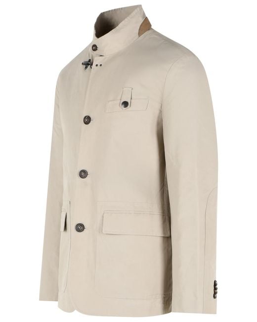 Fay Natural 'Racing' Cotton And Nylon Faille Jacket for men