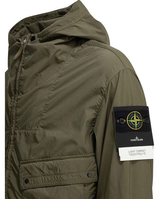 Stone Island Green Hoodie Zippered Jacket for men