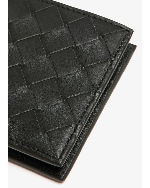 Bottega Veneta Black "Intrecciato" Bi-Fold Wallet for men