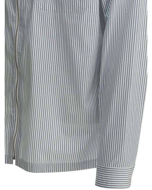 Prada Gray Zippered Cotton Shirt for men