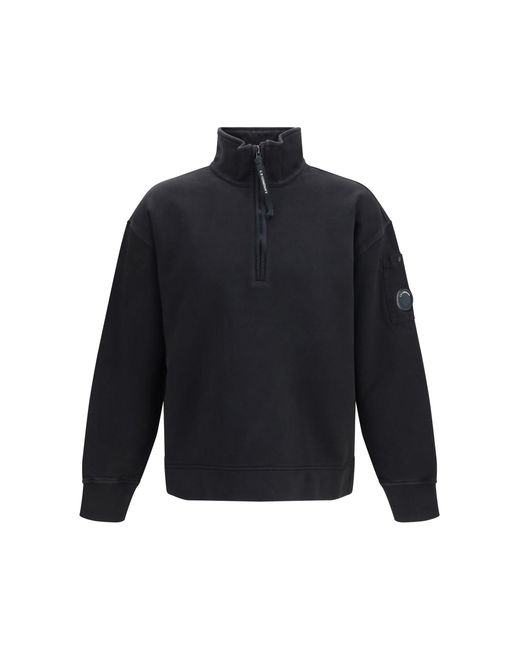 C P Company Blue Diagonal-Weave Cotton Sweatshirt for men