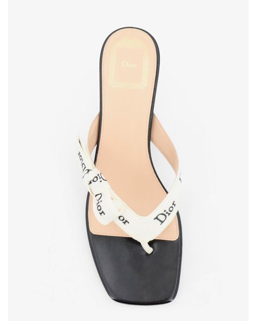 Dior White Dior J'Adior Cotton Flip-Flops With Embroidered Logo