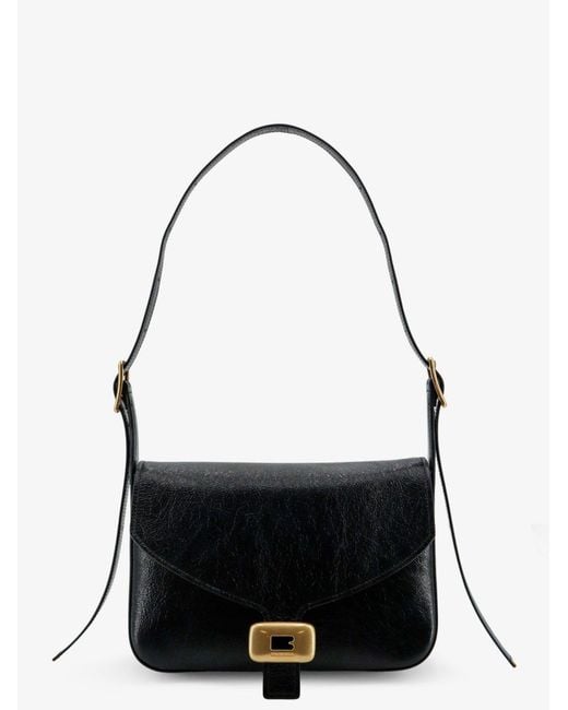 Balenciaga Black Clicca Arena Leather Medium Shoulder Bag