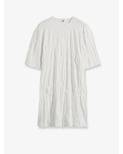 Totême White Relaxed Fit Short Cotton Blend Dress