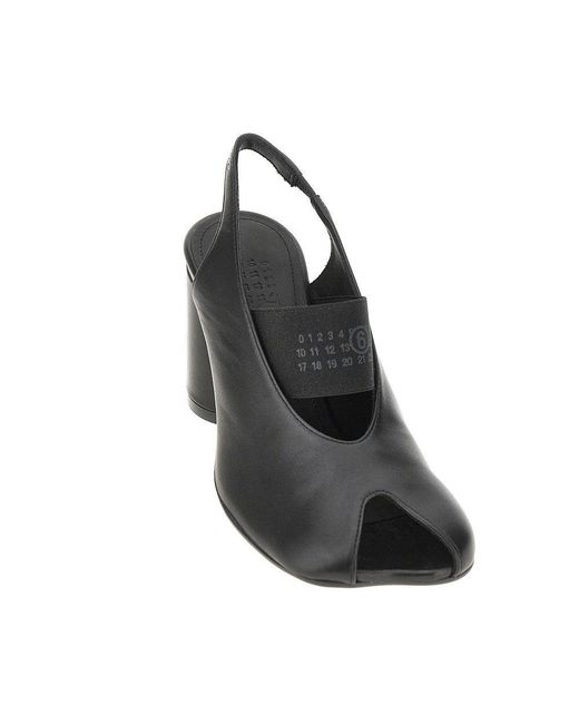 MM6 by Maison Margiela Black Leather Anatomic Numeric Slingback Pumps 38