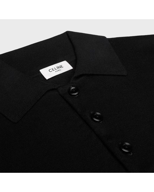 Céline Black Triomphe Long Sleeves Polo Shirt