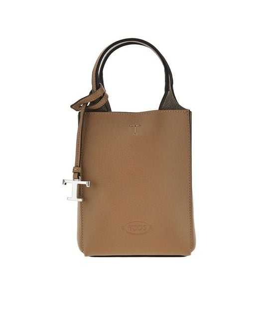 Tod's Brown Grained Leather Micro Tote Bag
