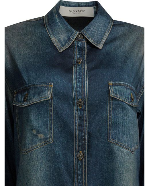 Golden Goose Deluxe Brand Blue Denim Overshirt Jacket