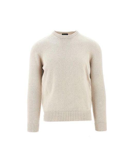 Drumohr White Chenille Crewneck Sweater for men