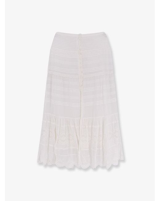 Isabel Marant White Marant Étoile Paoline Organic Cotton & Lace Skirt