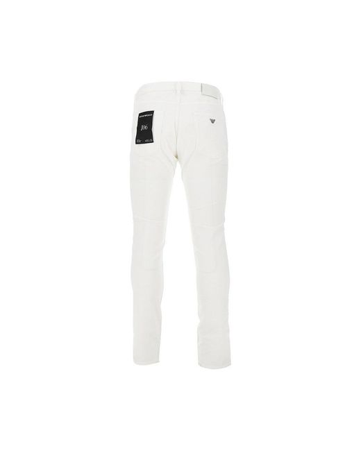 Emporio Armani White Stretch Canvas J06 Pants for men