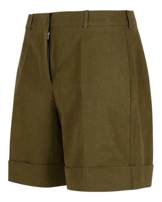 Jil Sander Green Linen Shorts