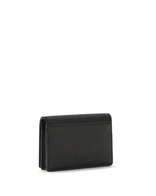 Ganni White Bou Card Holder With Flap Grained