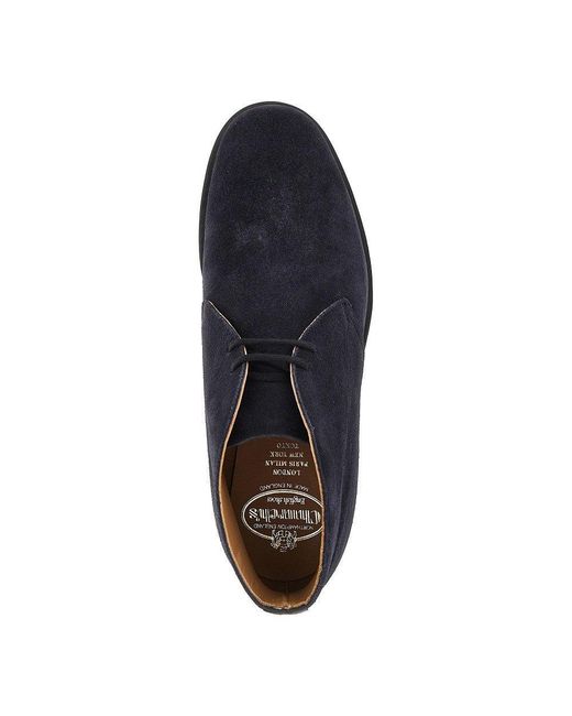 Church's Blue 'Ryder 3' Suede Leather High-Laced Boots for men