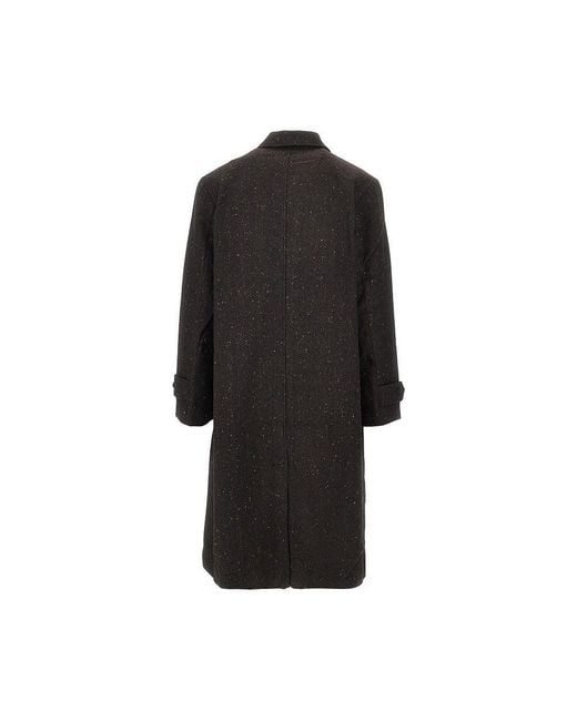 Les Deux Black Herringbone Wool-Blend Coat for men