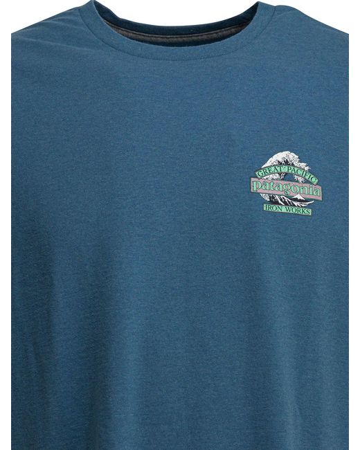 Patagonia Blue Recycled Cotton T-Shirt for men