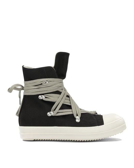 Rick Owens Black "Megalace" High-Top Sneakers