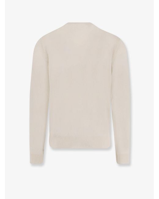 Boss White Wool, Silk And Cashmere Sweater for men