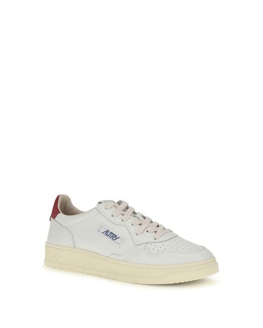Autry White Medalist Low Sneakers/Deep Claret for men