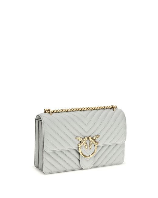 Pinko Gray Shoulder Bag Love One Classic Pearl