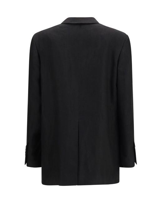Lardini Black Blazer Double-Breasted Linen