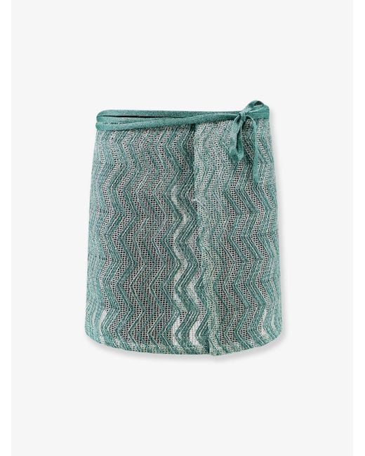 Missoni Blue Viscose Blend And Sequin Mini Skirt