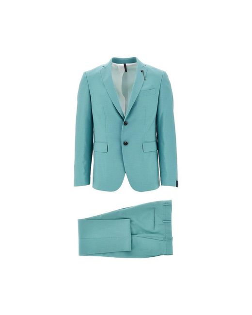 Santaniello Blue Wool-Blend Single-Breasted Suit for men