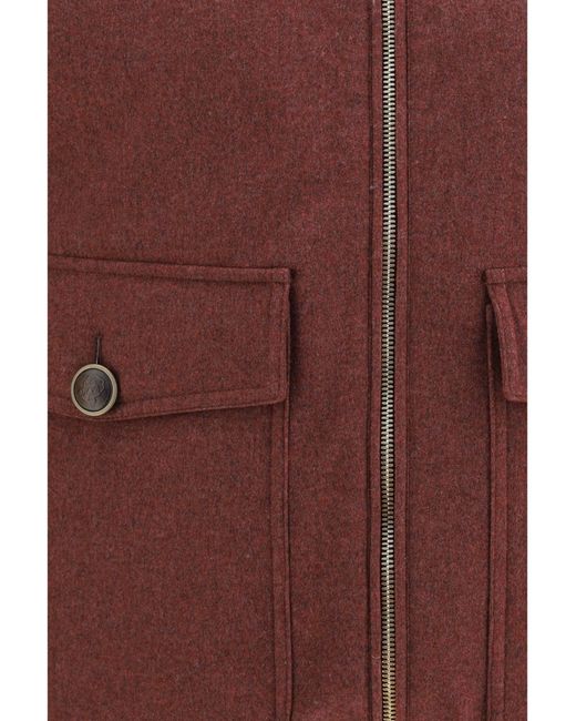 Brunello Cucinelli Red Wool Padded Vest for men