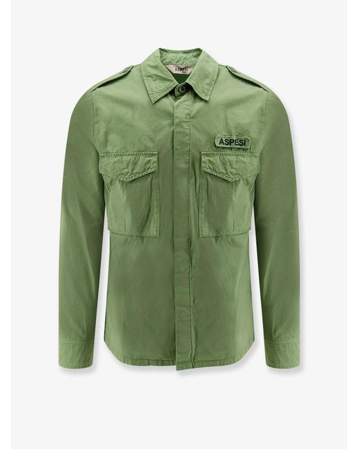 Aspesi Green Field Cotton Shirt for men