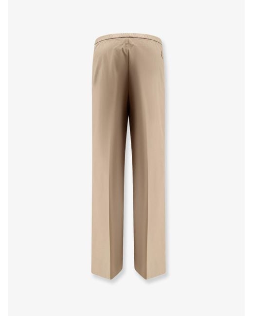 Moncler Natural Cotton Trousers With Logo Patch