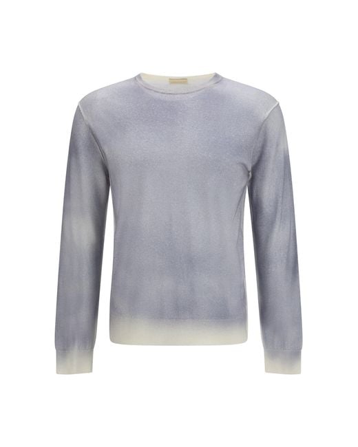Aragona Cashmere Blue Crewneck Merino Wool Sweater for men
