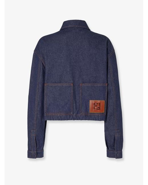 Fendi Blue Denim Jacket With Front Embroidered Logo