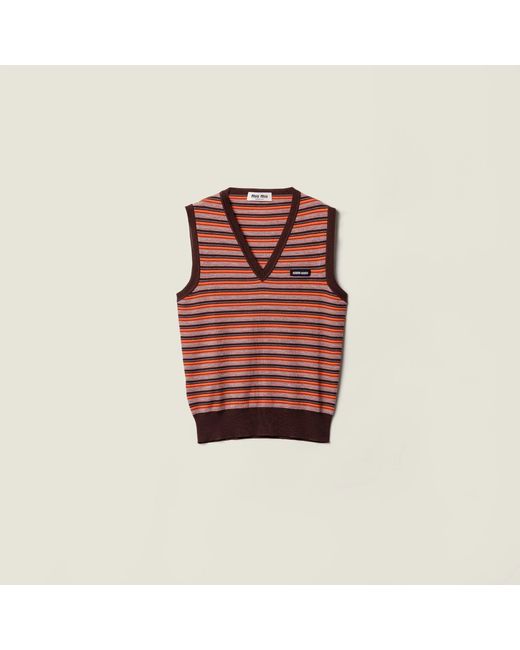 Miu Miu Red Virgin Wool Vest