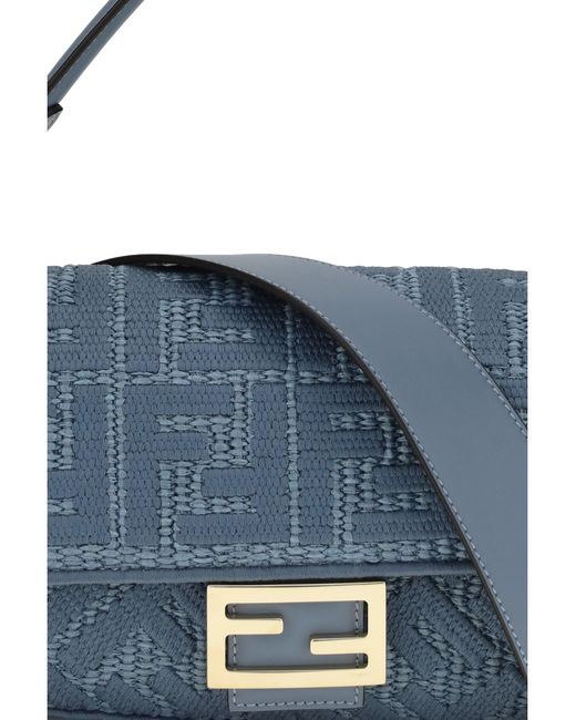Fendi Blue Woven Raffia Shoulder Bag