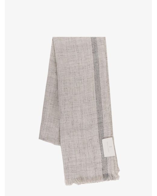Brunello Cucinelli White Linen Scarf for men