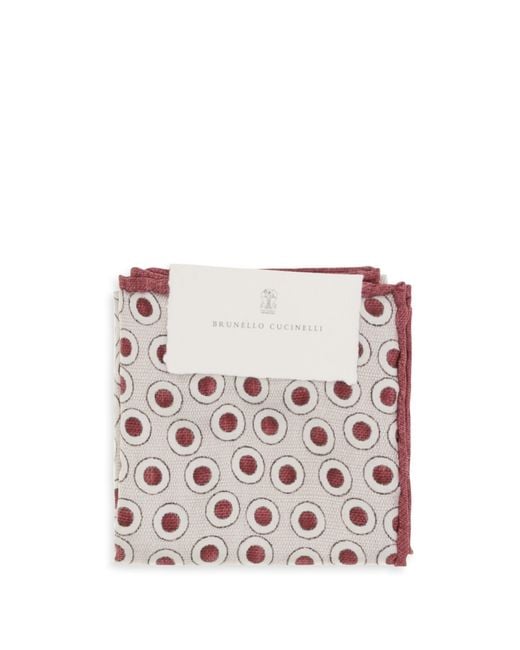 Brunello Cucinelli White Silk Pocket Square for men