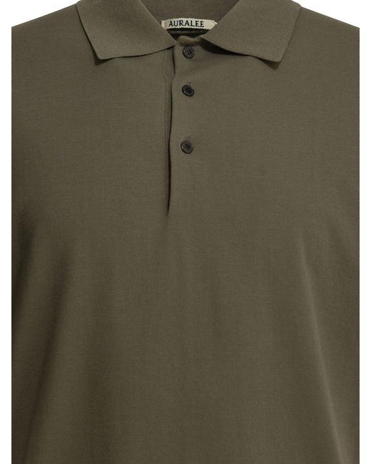 Auralee Green Giza Polo Shirt for men