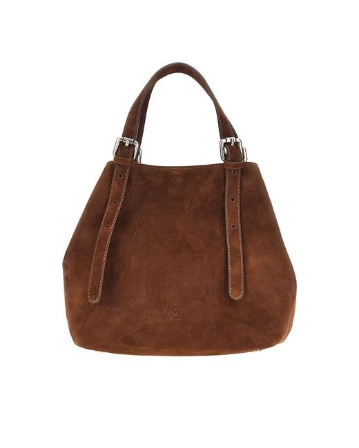AUTENTICA 504 Brown Suede Leather Small 'Galatea' Bag