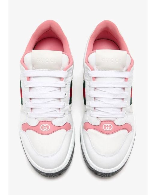 Gucci White Screener Sneakers