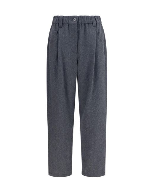 Brunello Cucinelli Blue Stretch Wool Pants